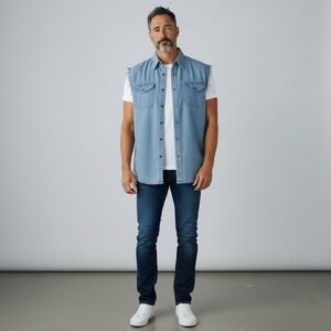 Milwaukee Leather Denim Cut Off Button Down Shirt - Sz L Performance Moto